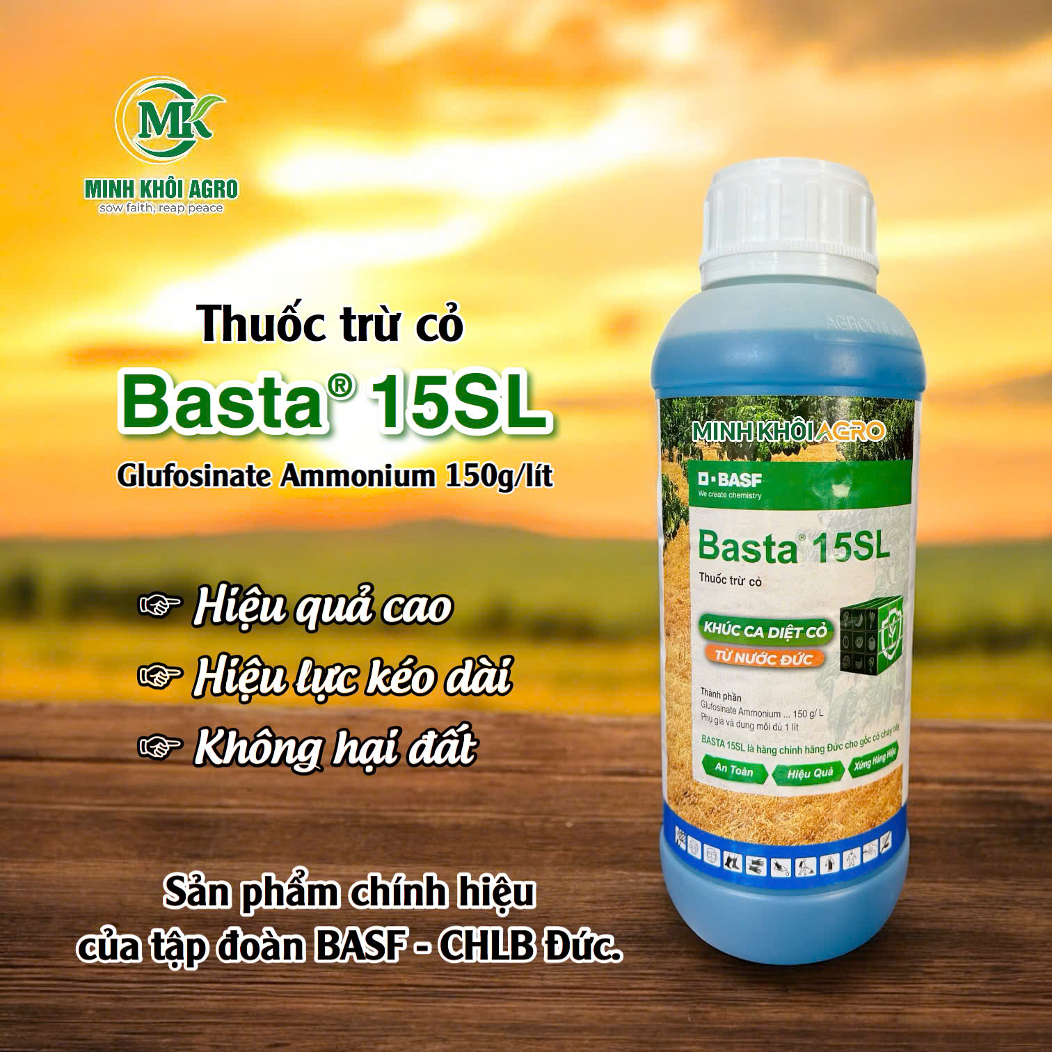 Thuốc trừ cỏ Basta 15SL - Chai 1 lít (Chính hãng BASF)